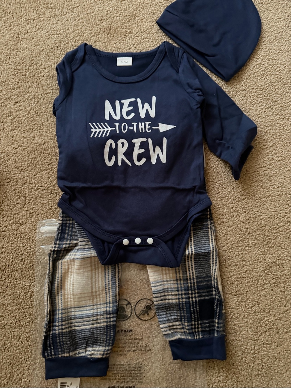 Navy "New to the Crew" Baby Bodysuit Set